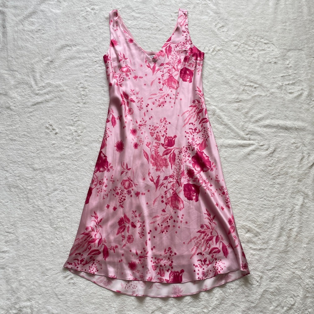 Reformation Lila Silk Midi Dress Milla Floral Pink V-Neck Slip Dress Large - Picture 2 of 10